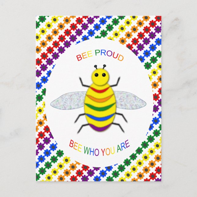 Postal Orgulloso arcoíris y flores de la comunidad LGBT (Anverso)