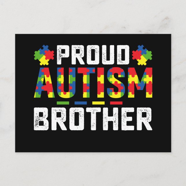 Postal Orgulloso autismo Hermano Conciencia Familia Autis (Anverso)