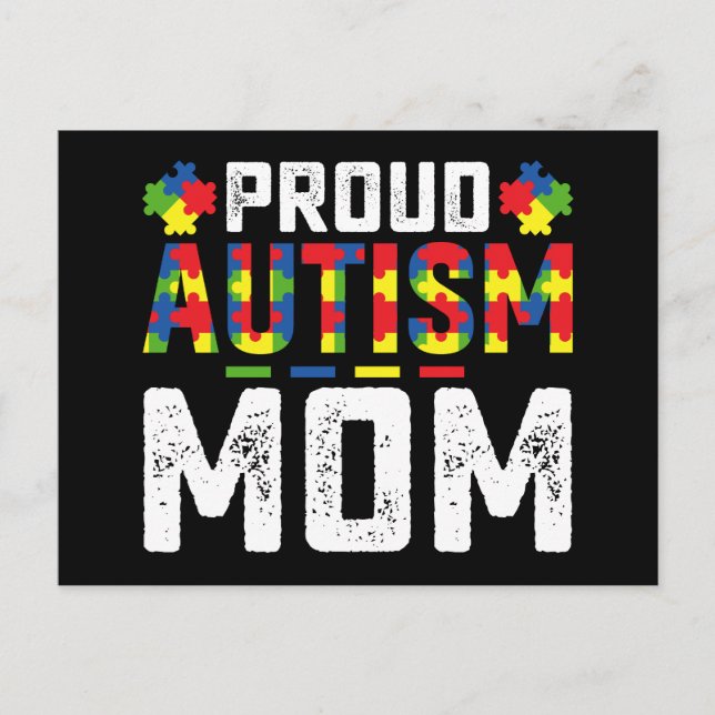 Postal Orgulloso autismo mamá Conciencia Familia autista (Anverso)