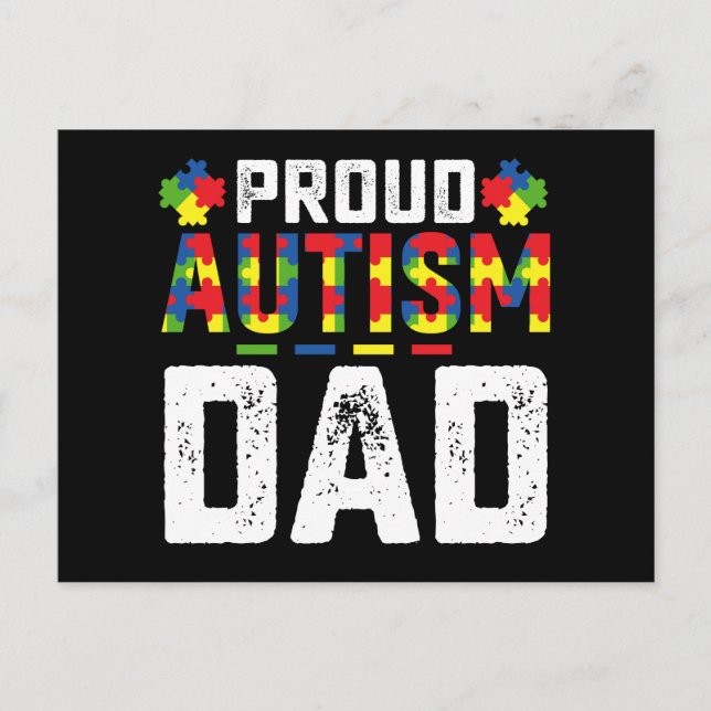 Postal Orgulloso autismo papá conciencia familia autista (Anverso)
