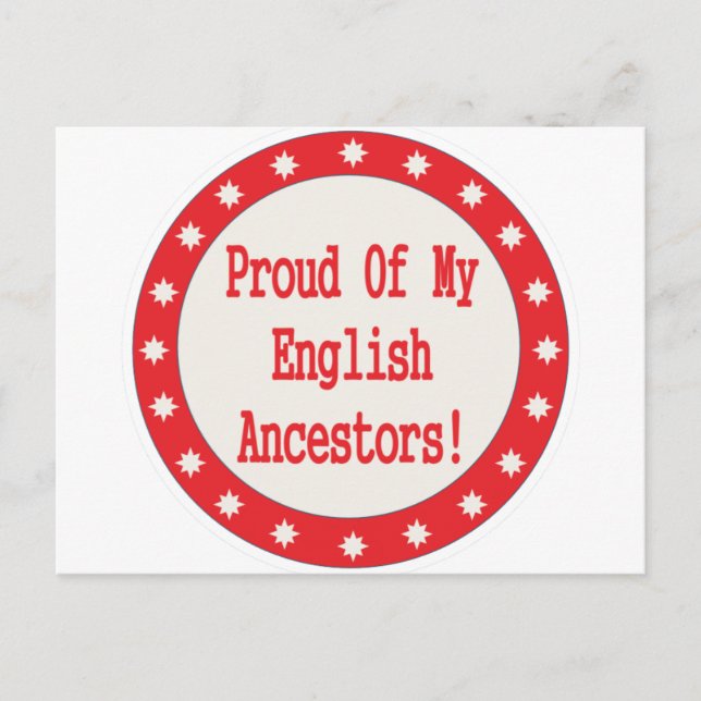 Postal Orgulloso De Mis Ancestros Ingleses (Anverso)