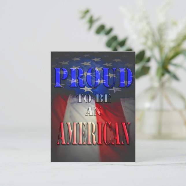 Postal Orgulloso de ser estadounidense (Anverso de pie)