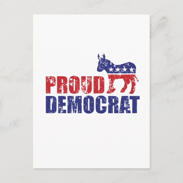 Postal Orgulloso Donkey demócrata preocupado (Anverso)