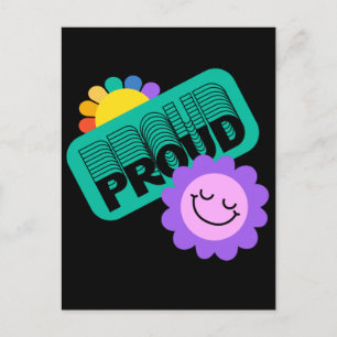 Postal Orgulloso. LGTB+Orgullo. Amo del arcoiris con gira