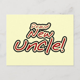 Postal Orgulloso nuevo tío - Texto rojo y negro
