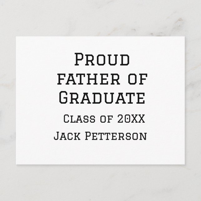 Postal Orgulloso padre de la clase de graduados de 20XX a (Anverso)