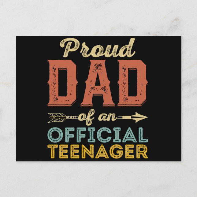Postal Orgulloso papá de adolescente oficial decimotercer (Anverso)