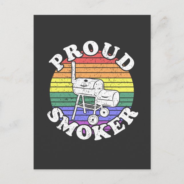 Postal Orgulloso Retro de Fumadores LGBT BBQ Camiseta (Anverso)