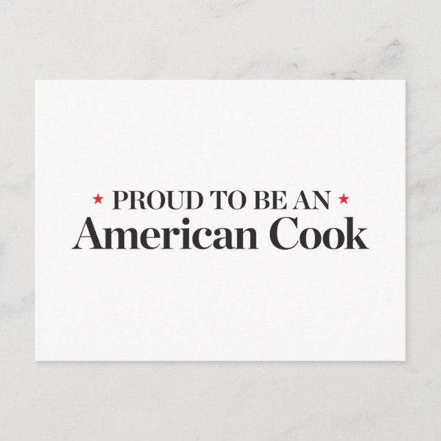 Postal Orgulloso ser un cocinero americano (Anverso)
