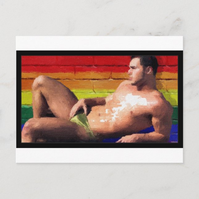 Postal ORIDE Rooftop Hunk - pintura original (Anverso)