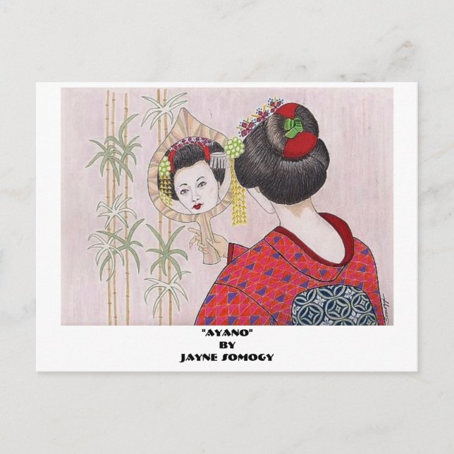 Postal Orig. Art—Tarjeta de publicación de Chica Geisha (Anverso)