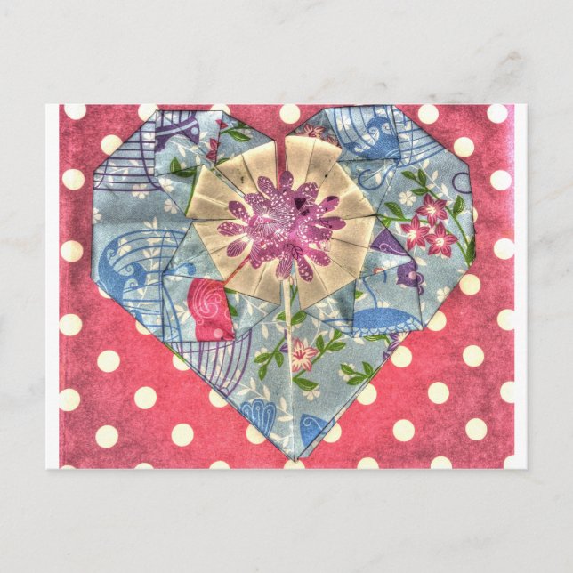 POSTAL ORIGAMI HEART JAPONÉS ART (Anverso)