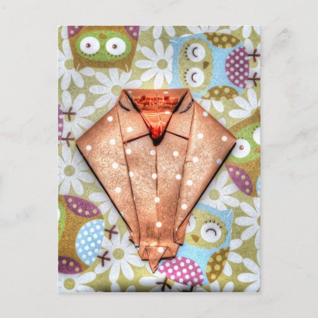 POSTAL ORIGAMI OWL ARTE DE PAPEL JAPONÉS (Anverso)