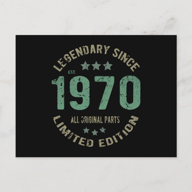 Postal Original Desde 1970 Regalo de Cumpleaños Leyenda V (Anverso)