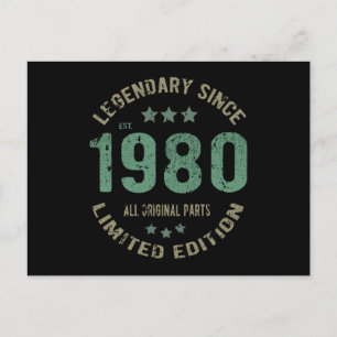 Postal Original Desde 1980 Regalo de Cumpleaños Leyenda V