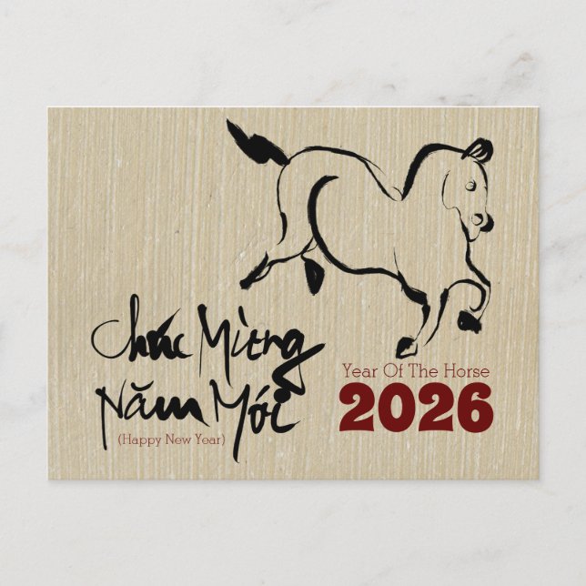 Postal Original Painting Horse Vietnamese New Year 2026 H (Anverso)