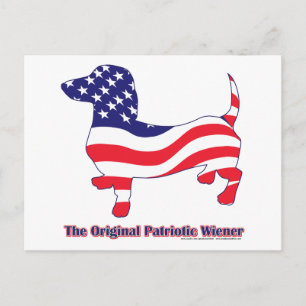 Postal Original Patriótico Wiener/Dachshund