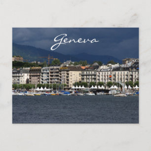 Postal orilla del lago de ginebra