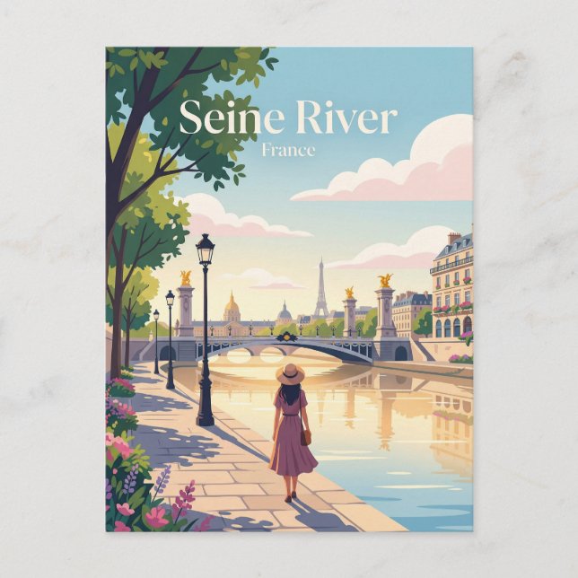 Postal Orillas del río Sena Francia (Anverso)