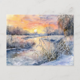 Postal Orillas nevadas del Havelland acuarela del Havel