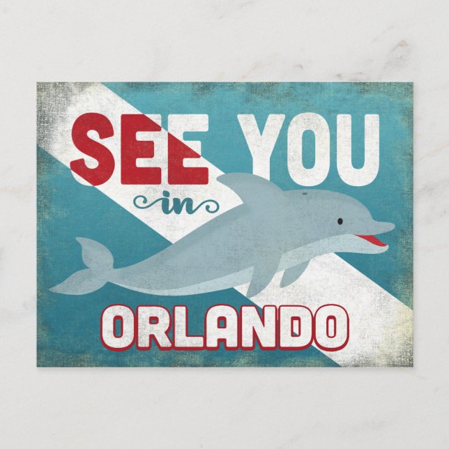 Postal Orlando Dolphin - Viaje retro vintage (Anverso)