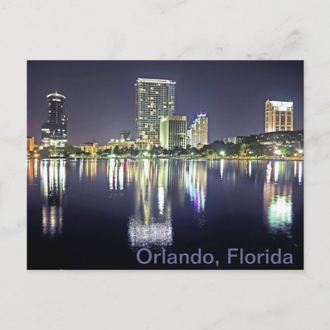 Postal Orlando, Florida a través del lago Eola (Anverso)