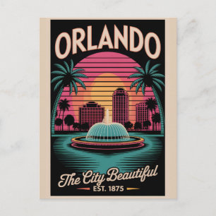 Postal Orlando Florida Ciudad Hermosa Viaje Retro Antiguo