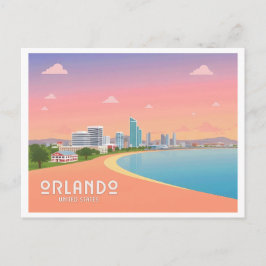 Postal Orlando Florida Coastline Cityscape Pastel Travel