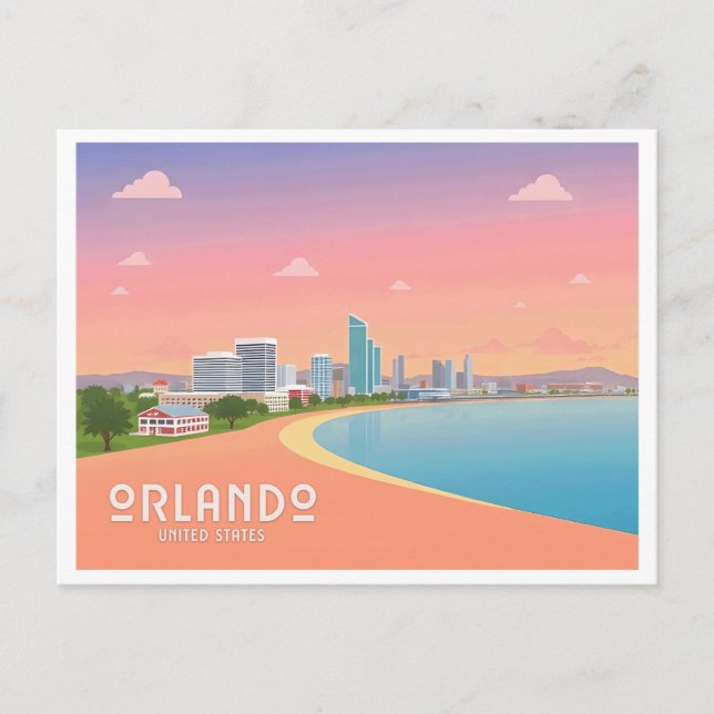 Postal Orlando Florida Coastline Cityscape Pastel Travel (Anverso)