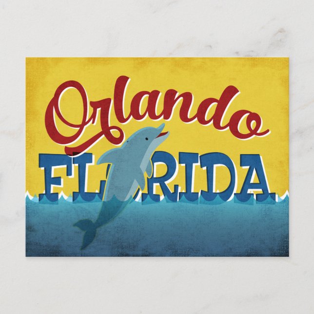 Postal Orlando Florida Dolphin Retro Fun (Anverso)