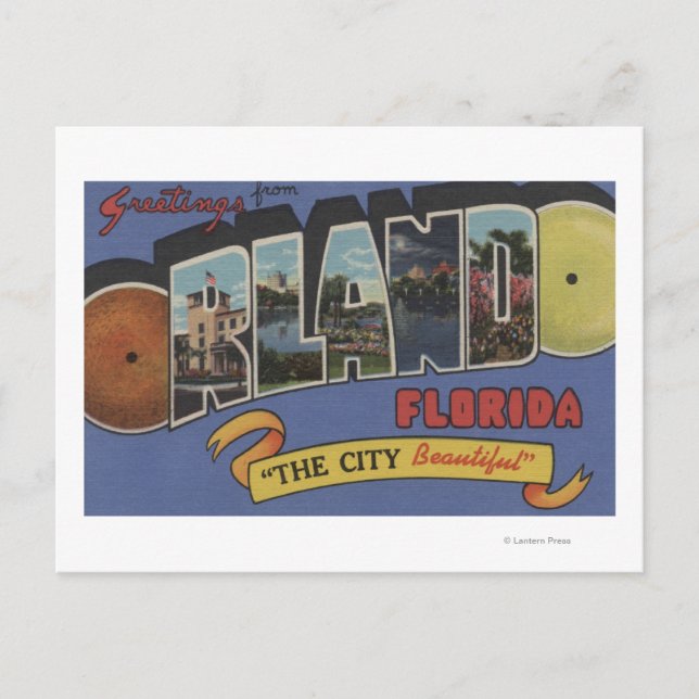 Postal Orlando, Florida - Grandes Escenas de letras (Anverso)