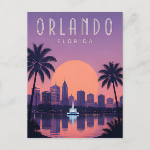 Postal Orlando Florida Palma Puesta de sol Silueta Vacaci