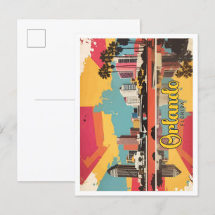 Postal Orlando Florida Pop Art Travel Ilustracion