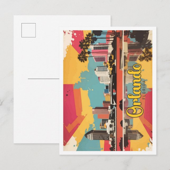 Postal Orlando Florida Pop Art Travel Ilustracion (Anverso / Reverso)