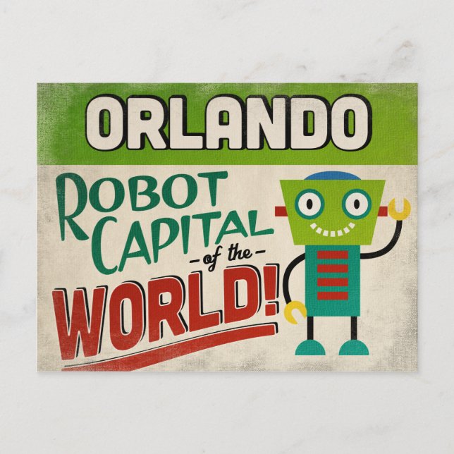 Postal Orlando Florida Robot - Funny Vintage (Anverso)