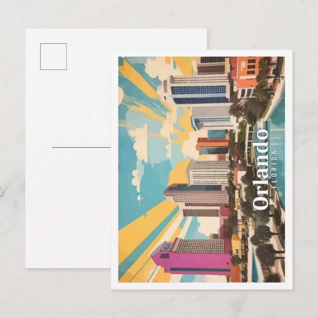 Postal Orlando Florida USA Pop Art Travel Ilustracion (Anverso / Reverso)