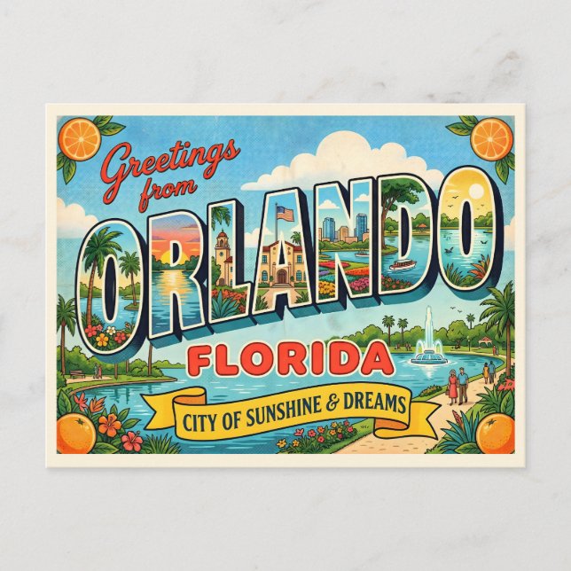 Postal Orlando Florida Viajes Antiguos (Anverso)