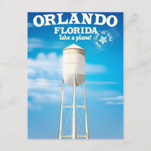 Postal Orlando, Florida Water Tower, viaje impreso.