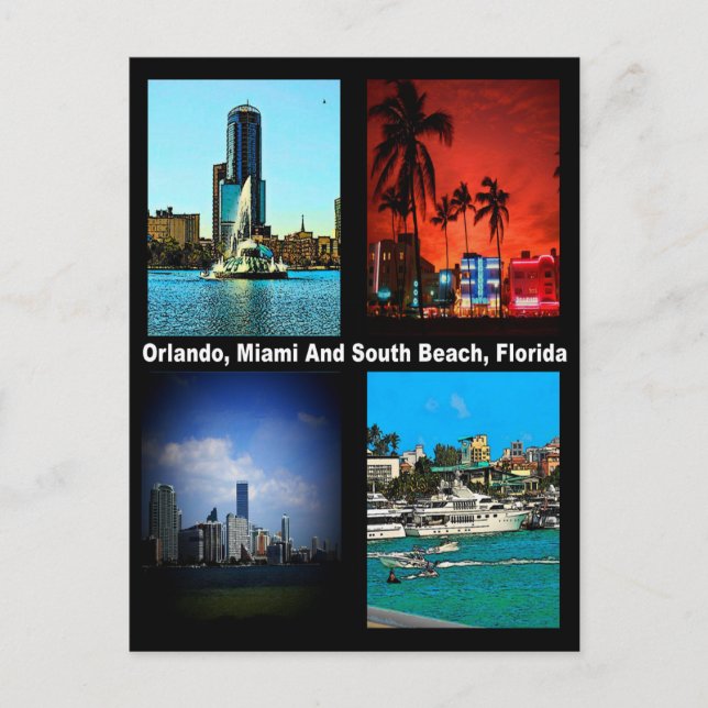 Postal Orlando, Miami, Collage de South Beach (Anverso)