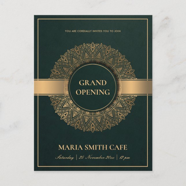 POSTAL ORNADO VERDE ORO ORNADO MANDALA GRAND INVITING (Anverso)