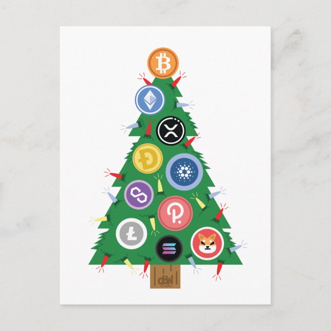 Postal Ornamento criptodivisa de árbol de Navidad criptog (Anverso)