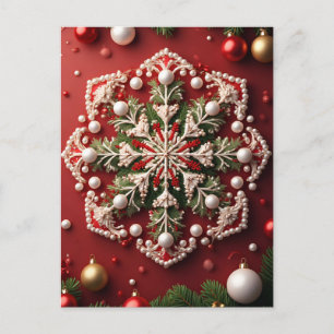Postal Ornamento de copos de nieve para Navidades festivo