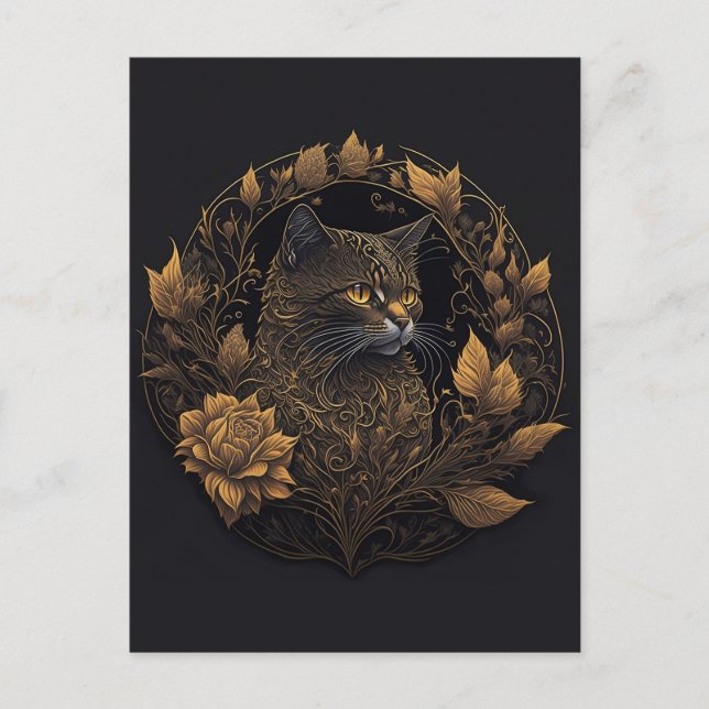 Postal ornamento de gato (Anverso)