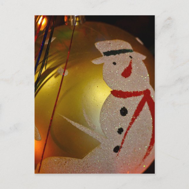 Postal Ornamento de Snowman espumoso (Anverso)