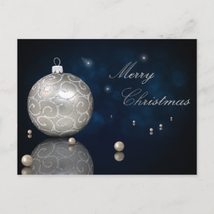 Postal Ornamento elegante Purpurina plateado - Postcard