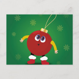 Postal Ornamento navideño divertido y lindo con copos de 