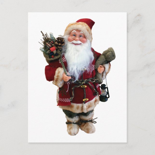 Postal Ornamento navideño muñeca de Santa Claus (Anverso)