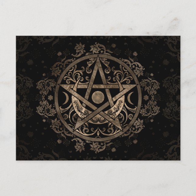 Postal Ornamento pentagram - Oro y negro (Anverso)