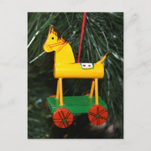 Postal Ornamento pequeño de caballo de roca amarillo