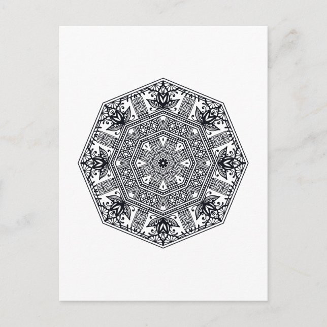 Postal Ornamento redondo de Mandala (Anverso)